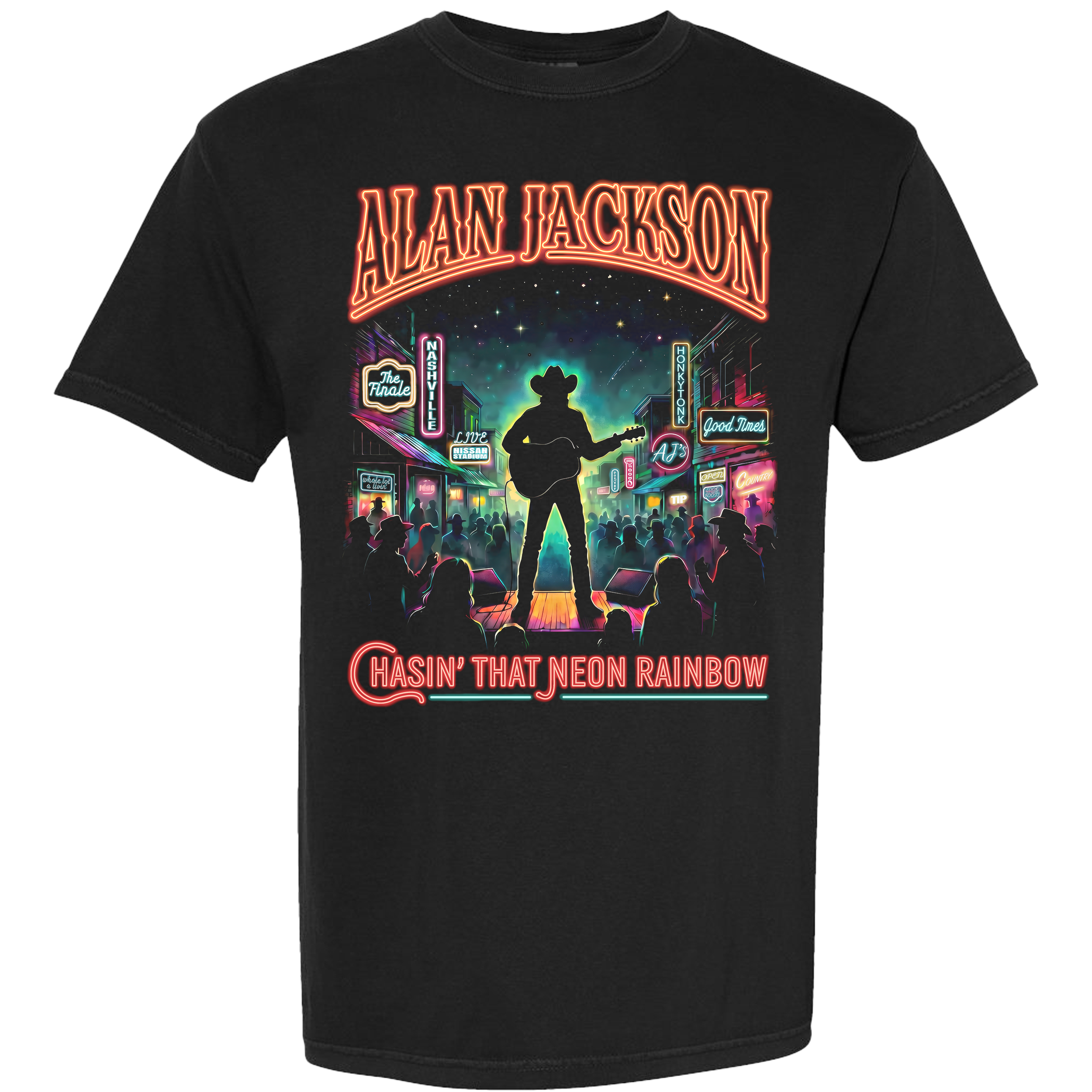 Chasin' Neon Rainbow Black Tee